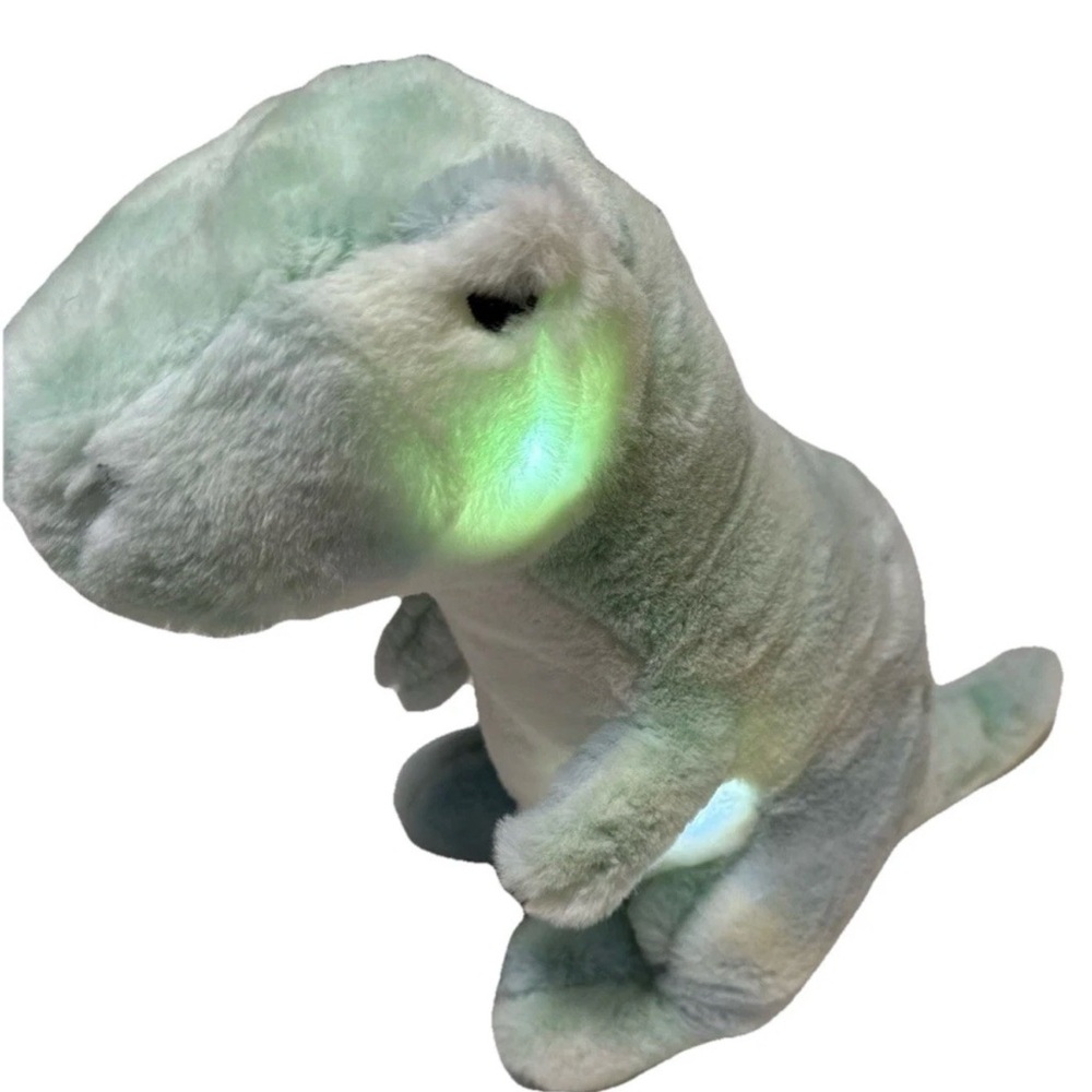 FAO Schwarz Glow brights T-Rex. Light-Up and Growl Plush Dinosaur - Soft Green